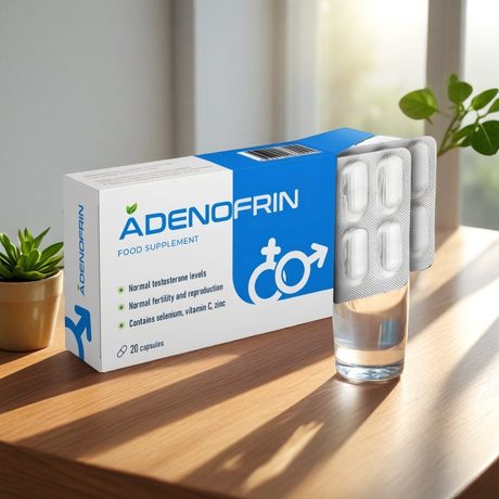 Confezione ufficiale di Adenofrin, integratore in capsule per il benessere maschile